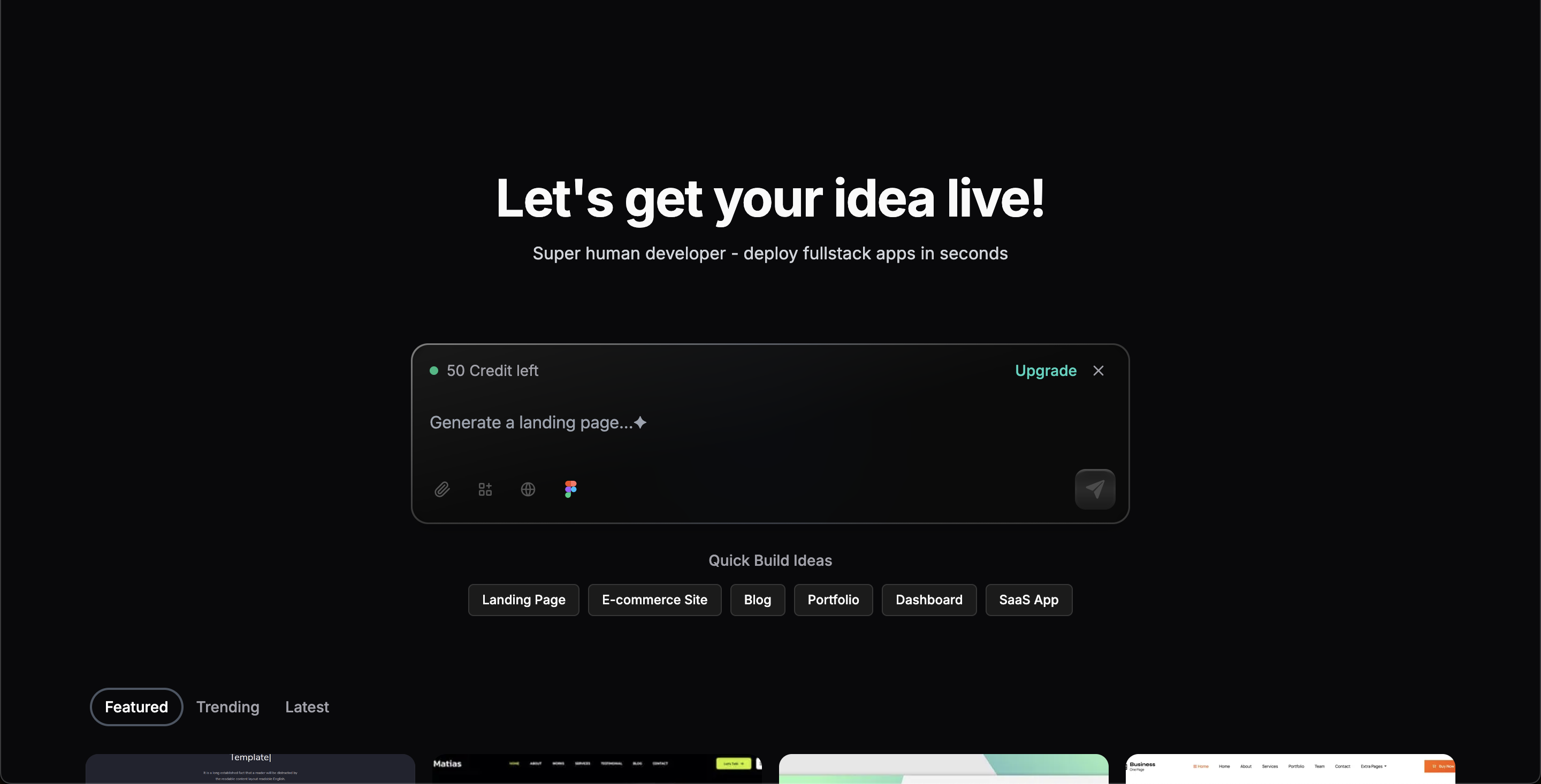 Gennit Platform Interface - Build fullstack apps in seconds